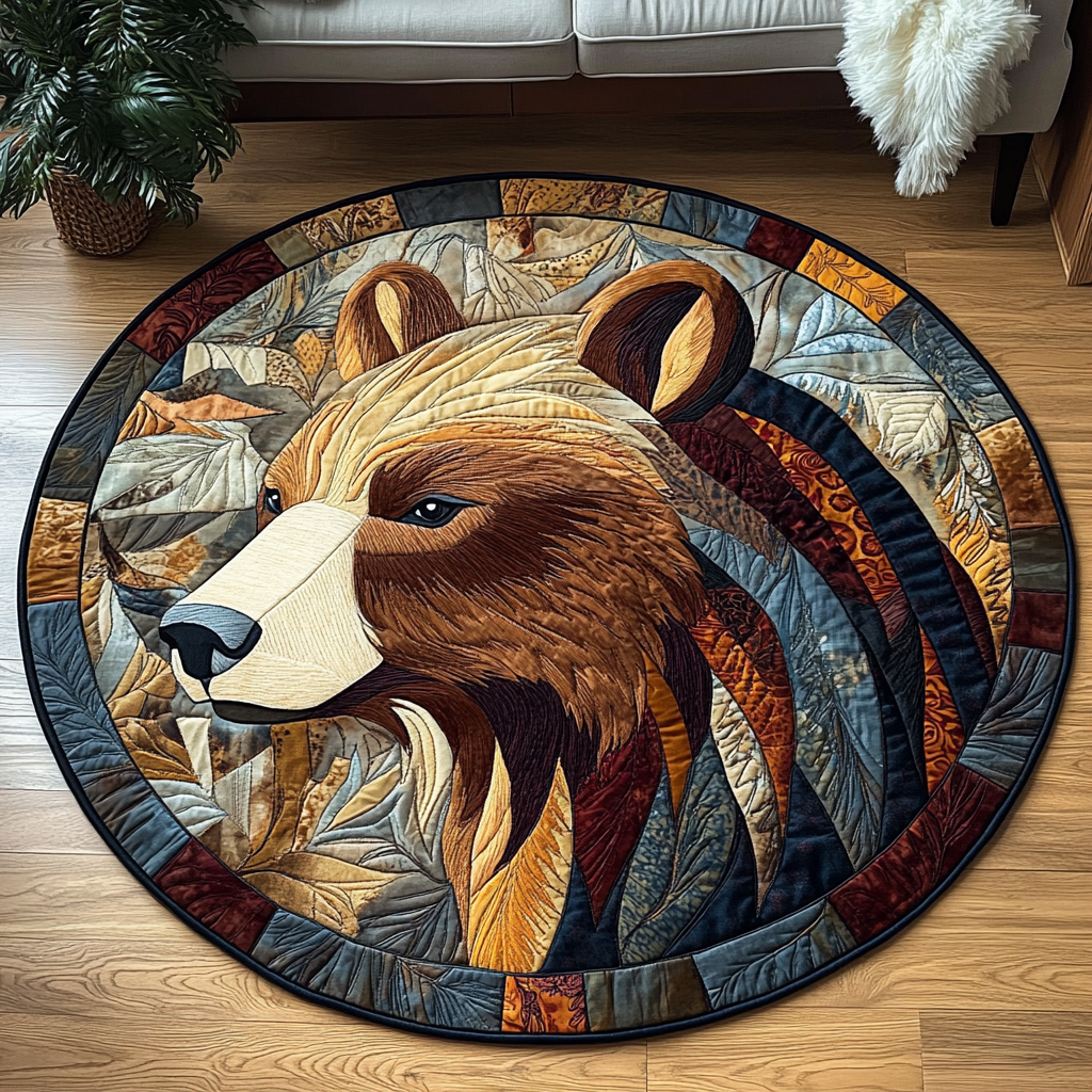 Majestic Grizzly Quilted Round Mat NCU0DK1092