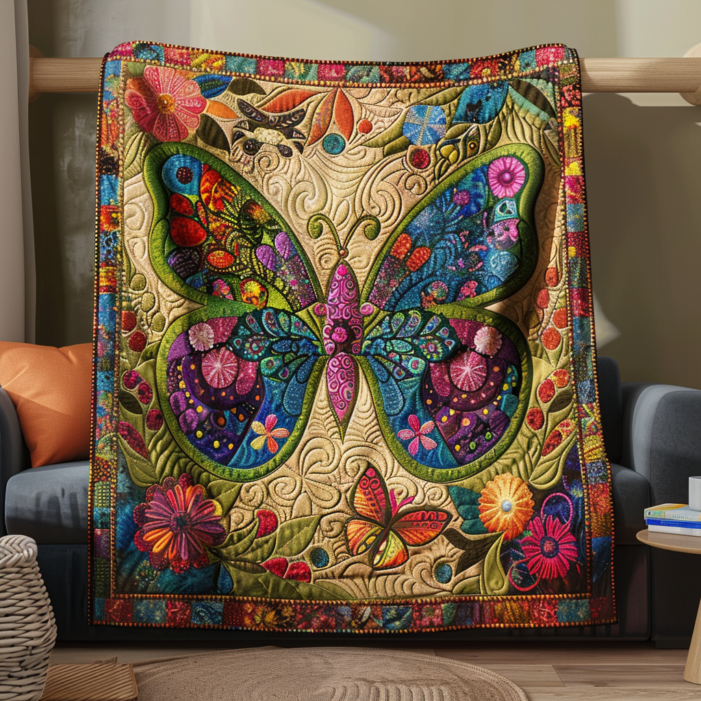 Mandala Butterflies Quilted Blanket NCU0VL127