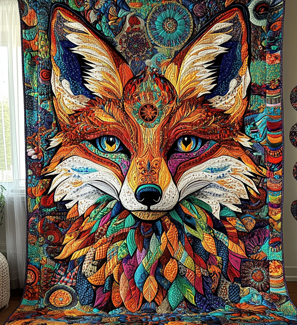 Mandala Fox Quilted Blanket NCU0DV561