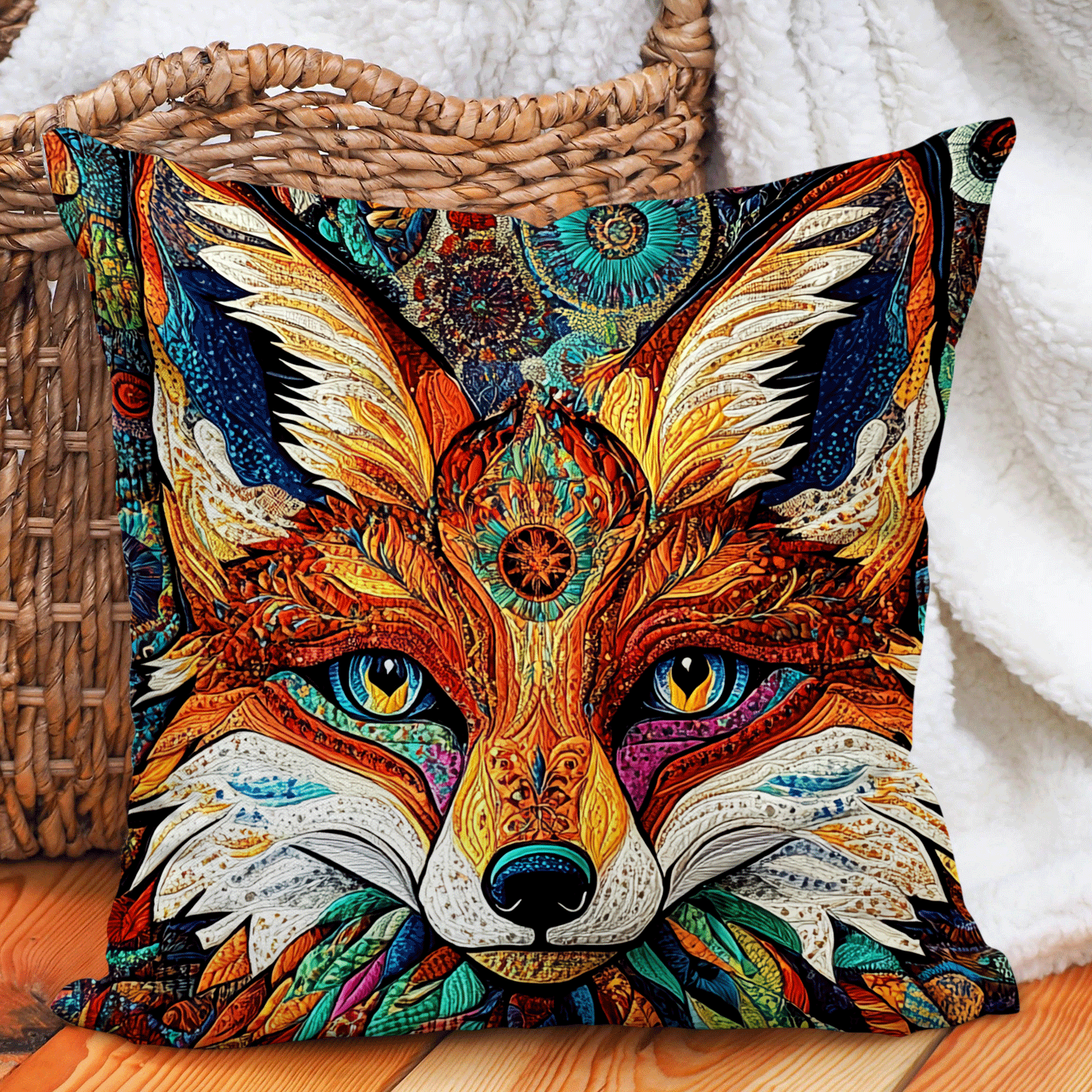 Mandala Fox Quilted Pillow Case NCU0DV1030