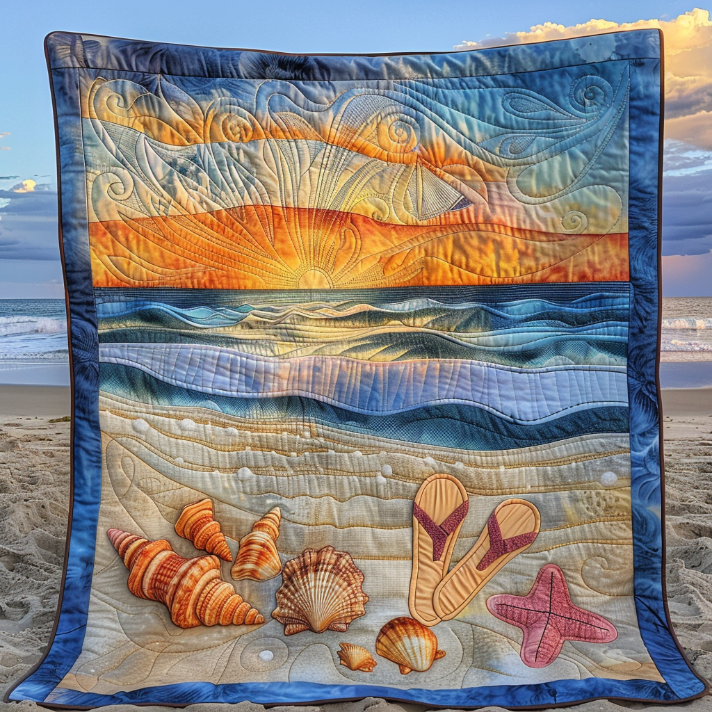 Marine Mosaic Quilted Blanket NCU0TH294