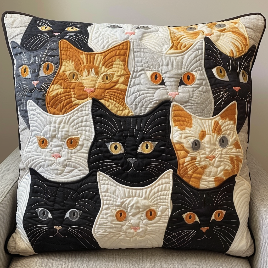 Meow Magic Cat Cluster Quilted Pillow Case NCU0TL087