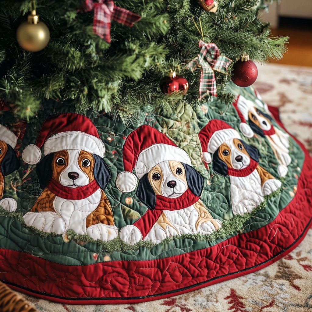 Merry Beagles Quilted Christmas Tree Skirt NCU0PT1593