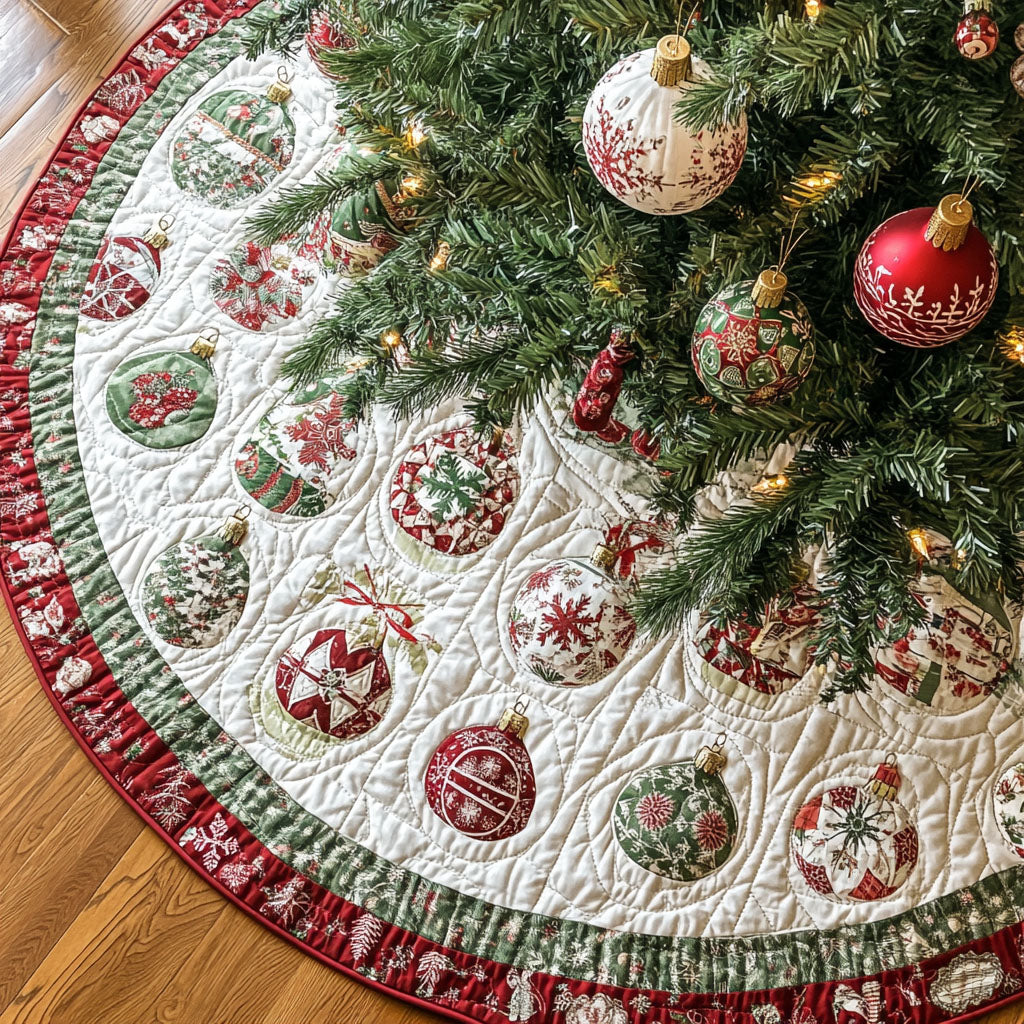 Merry Blooms Quilted Christmas Tree Skirt NCU0PT1484