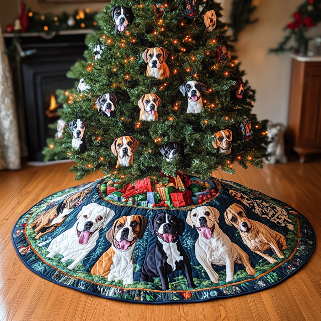 Merry Boxer Moments Christmas Quilted Tree Skirt NCU0VL734