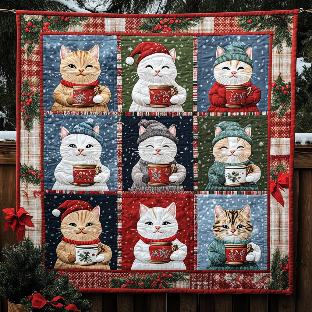 Merry Catmas Quilted Blanket NCU0TL1240