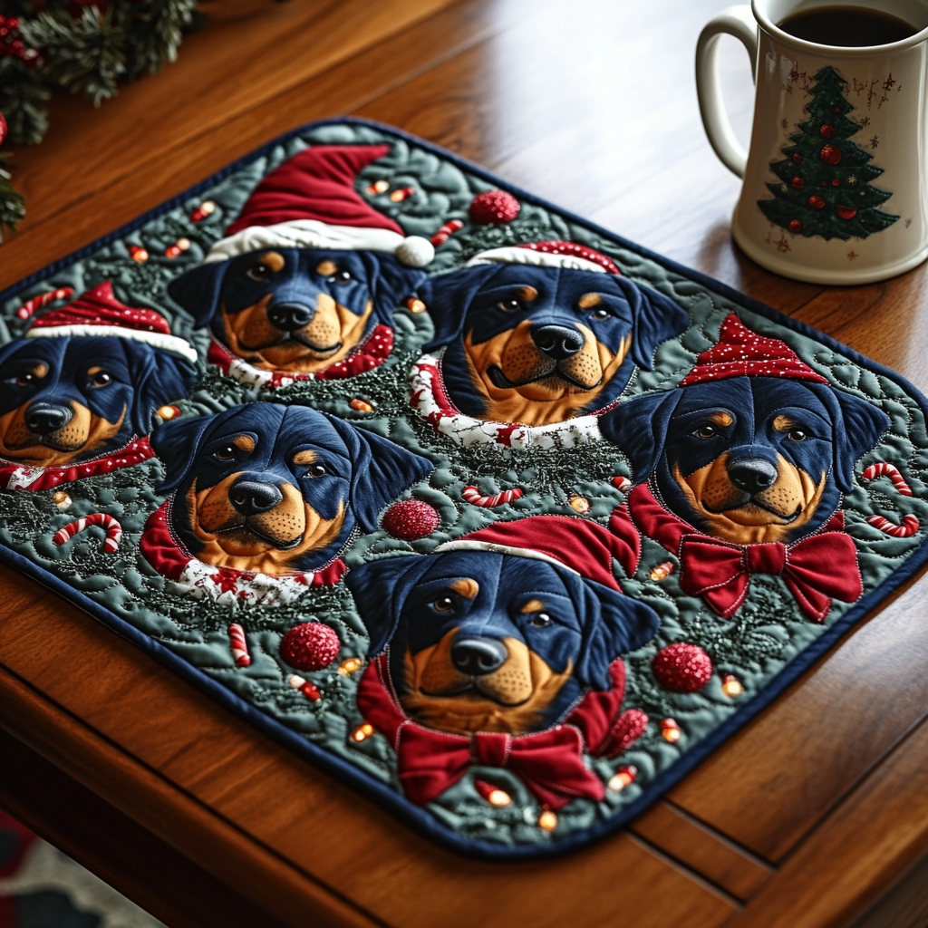 Merry Rottie Quilted Placemat NCU0DV1617