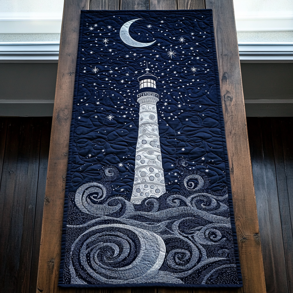 Midnight Lighthouse Quilted Table Runner NCU0DK622