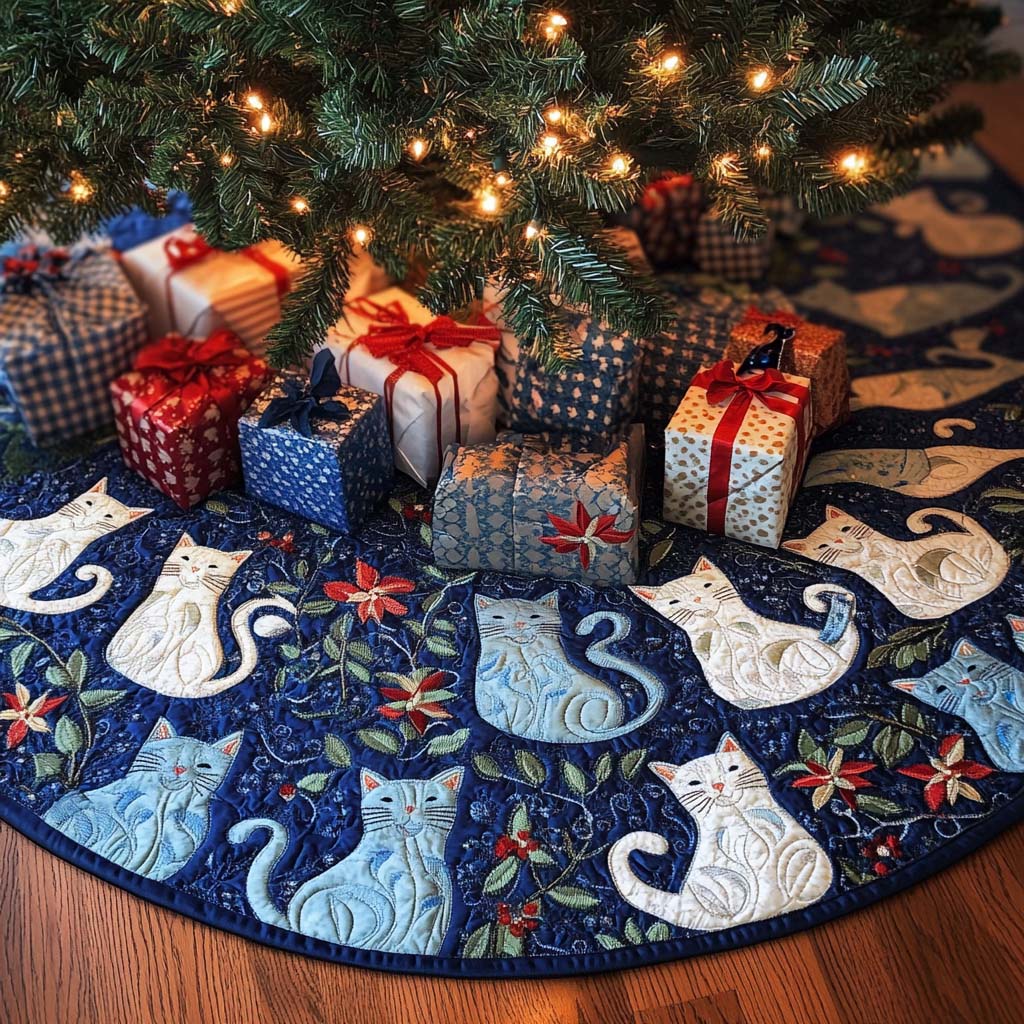 Midnight Tail Christmas Quilted Tree Skirt NCU0NT1517