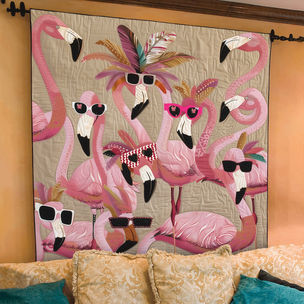 Tropical Flamingo Delight Quilted Blanket NCU0TL748