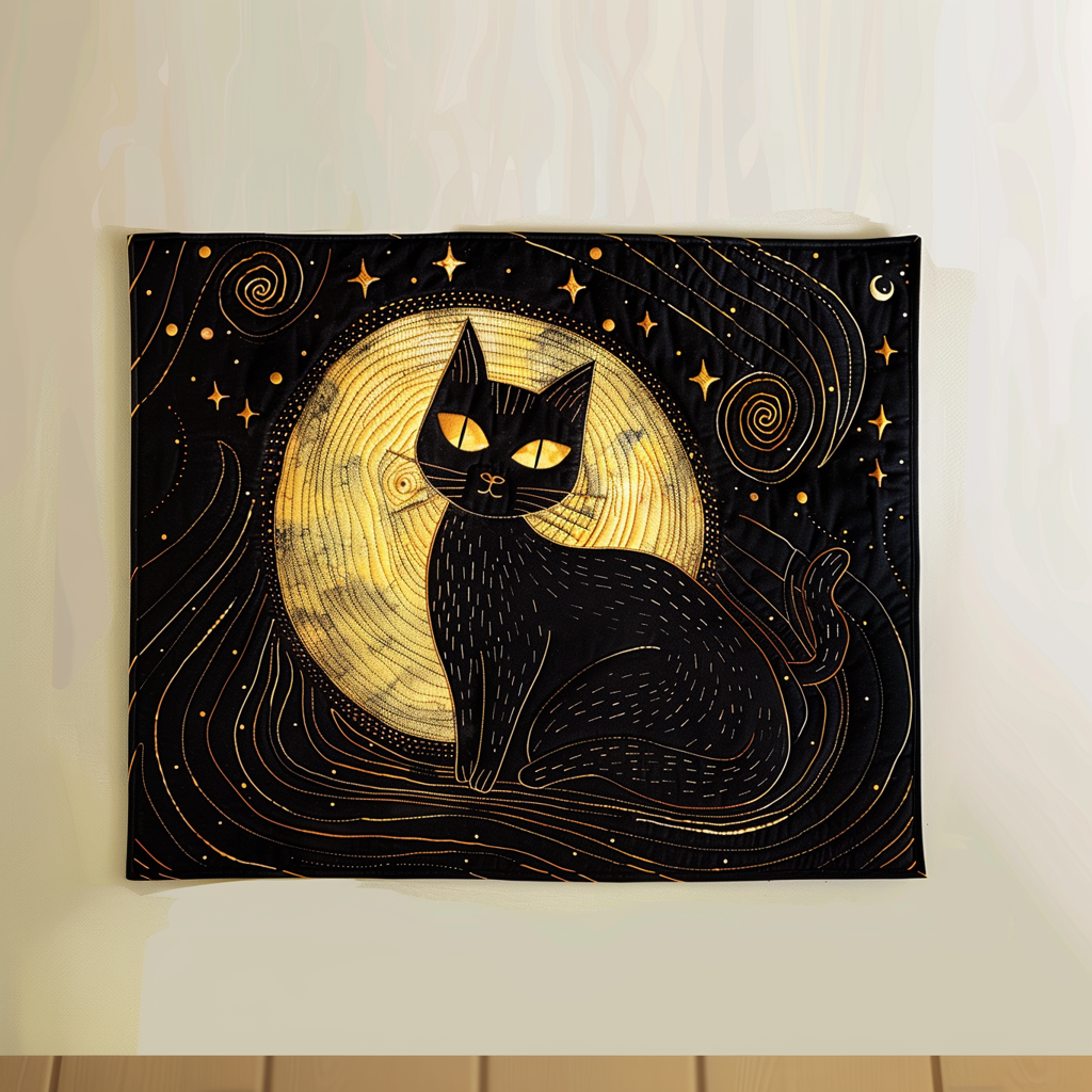 Moonlit Cat's Beauty Quilted Place Mat NCU0TH396