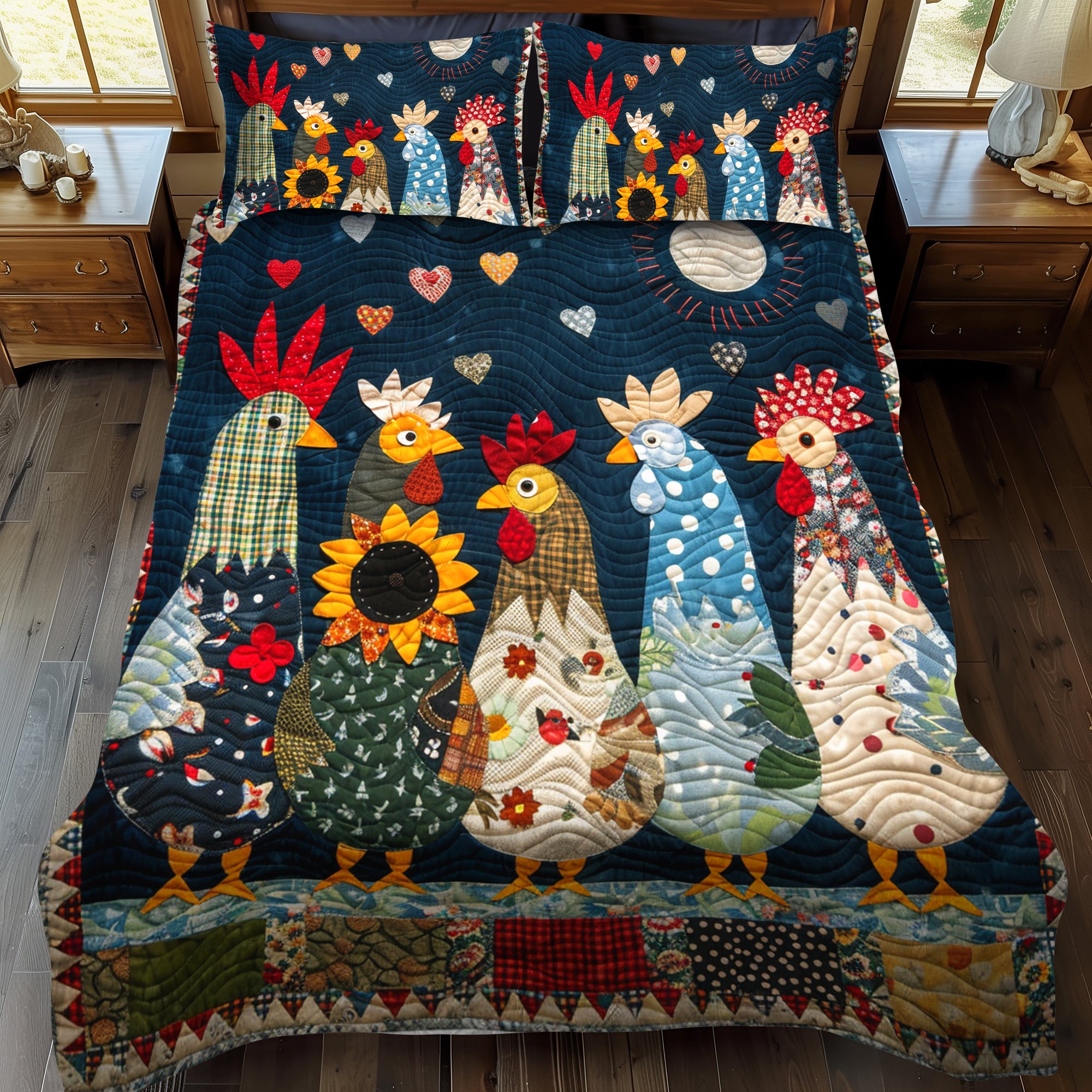 Chicken Quilted Bedding Set NCU0VT03