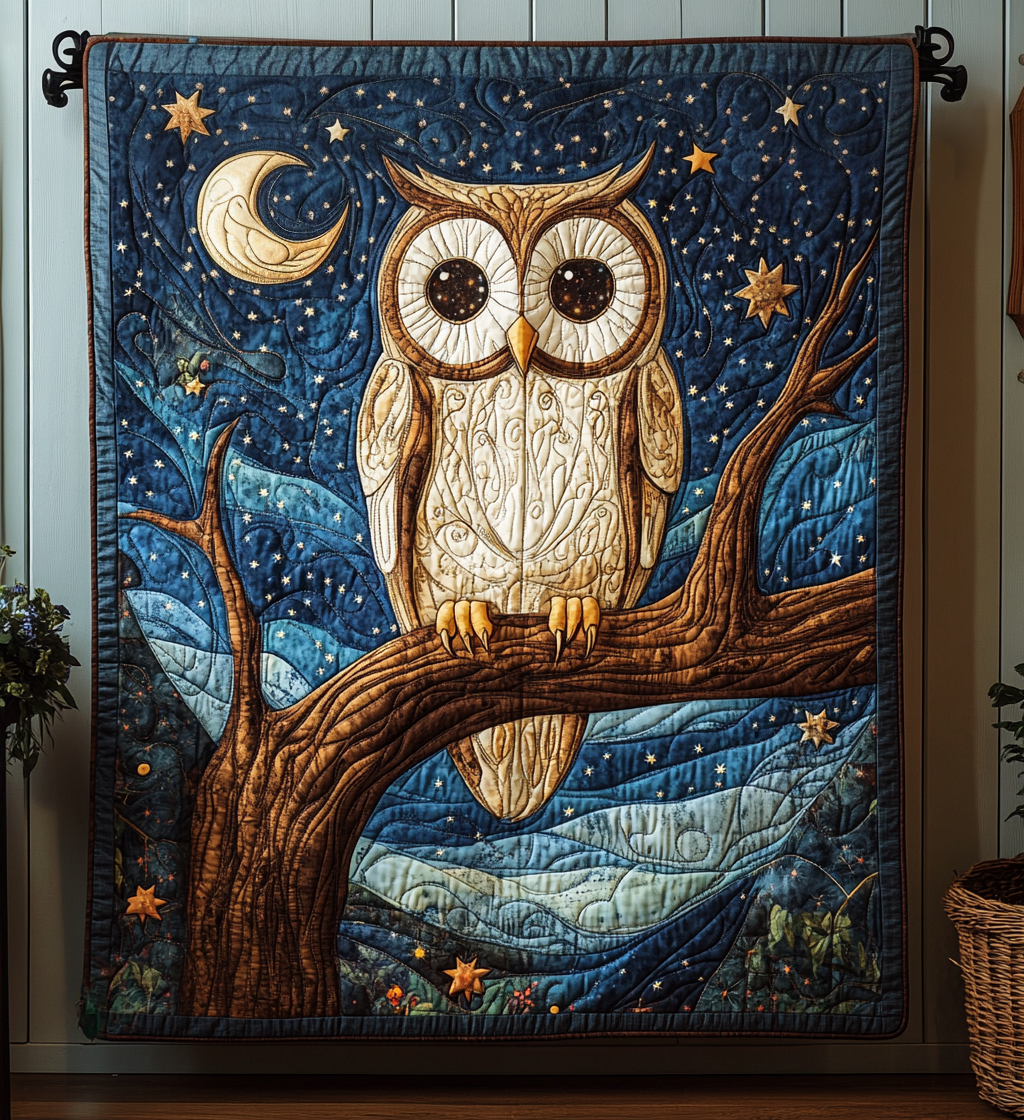 Moonlit Owl Quilted Blanket NCU0DV588