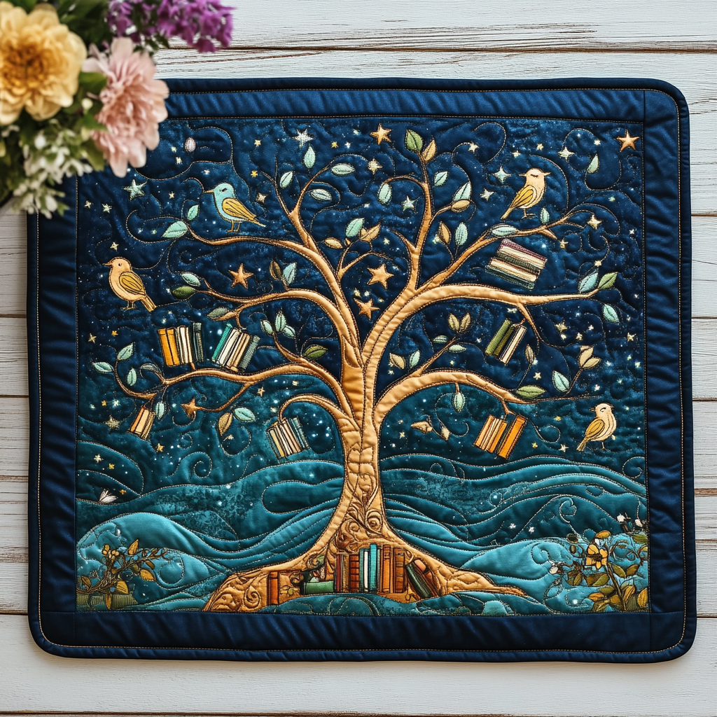 Moonlit Tree Of Book Quilted Placemat NCU0DV1235