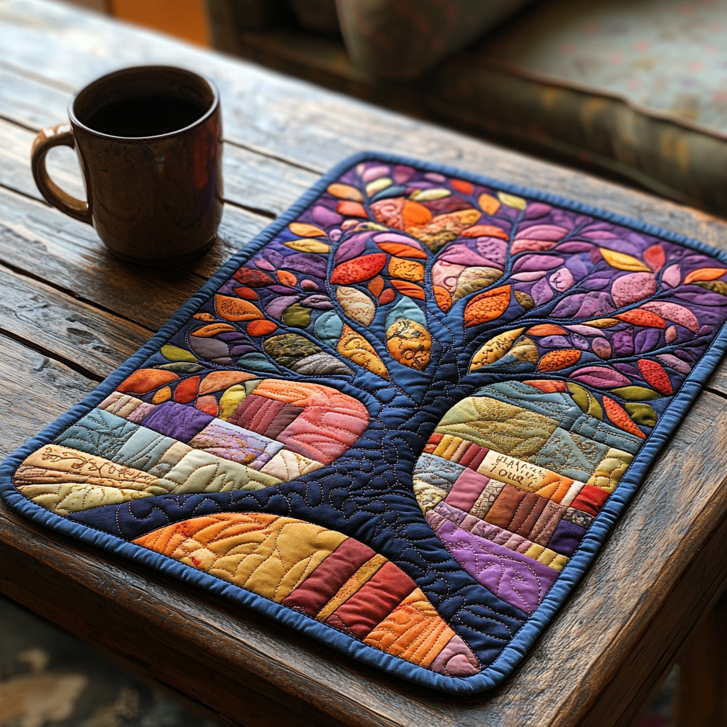 Mosaic Tree Of Book Quilted Placemat NCU0DV1240