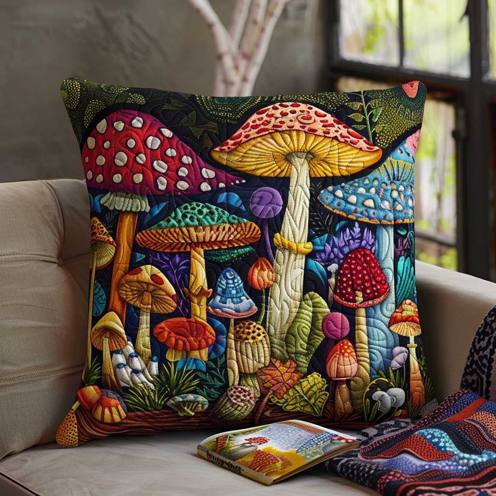 Mushroom Garden Quilted Pillow Case NCU0TH349