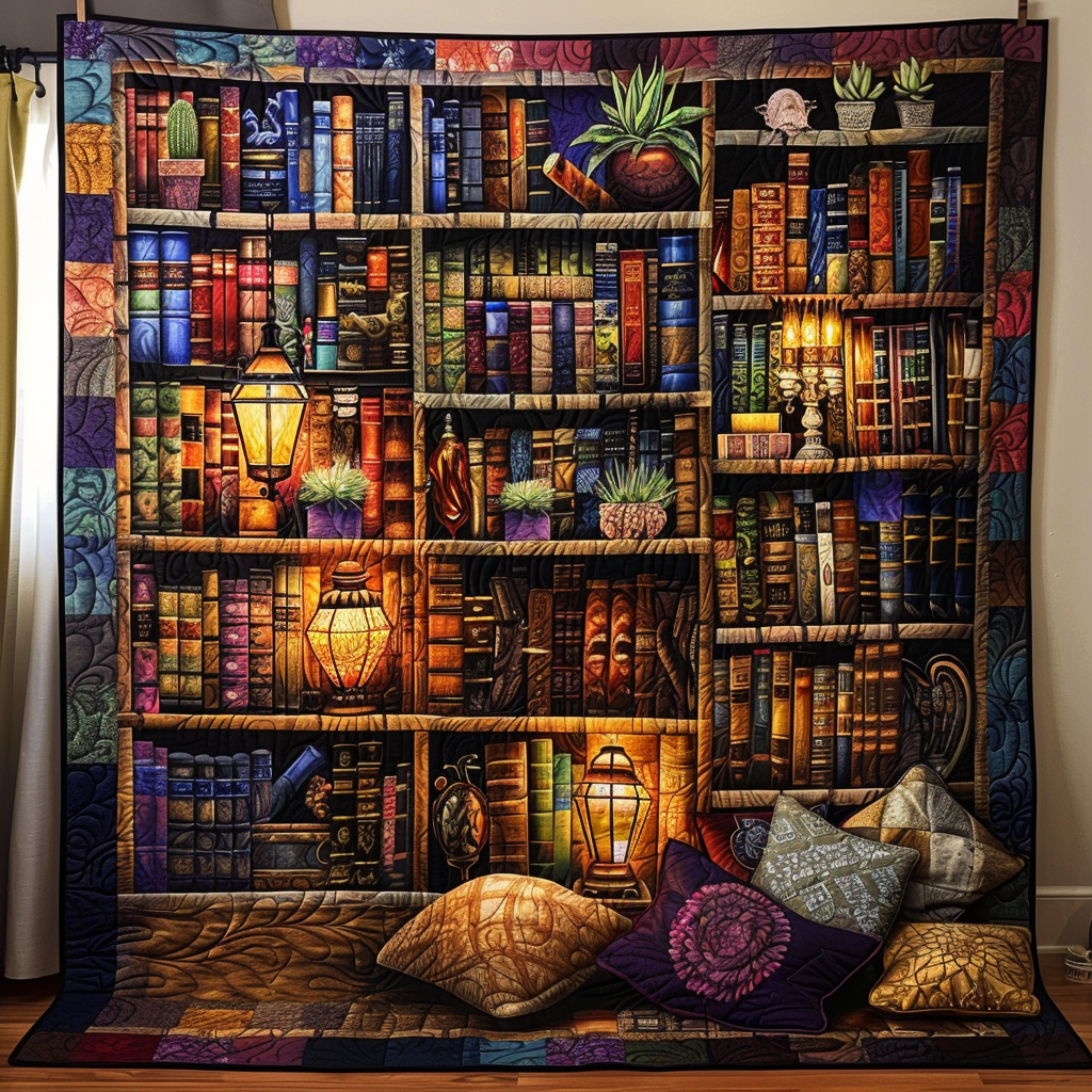 Mystic Bookshelf Quilted Blanket NCU0TH530