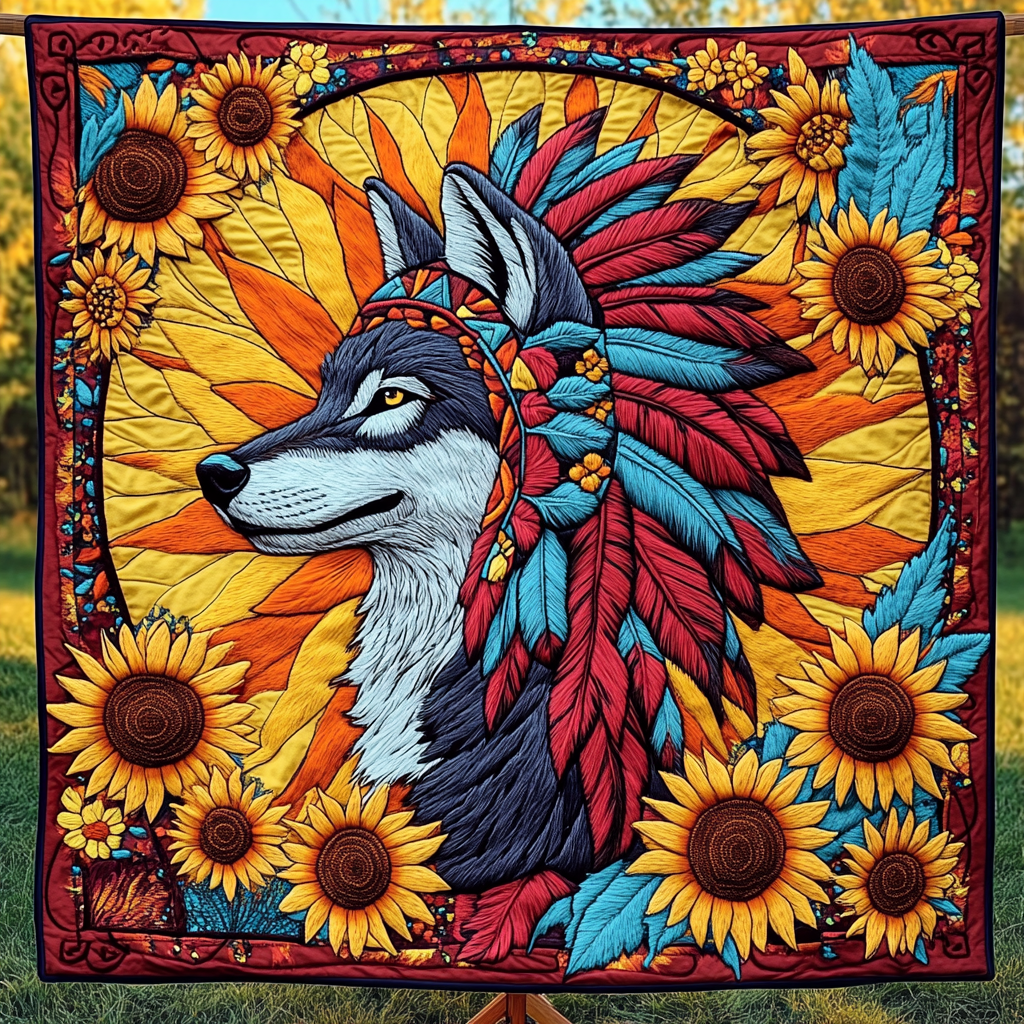 Wolves of the Dreamcatcher Quilted Blanket NCU0DK1641