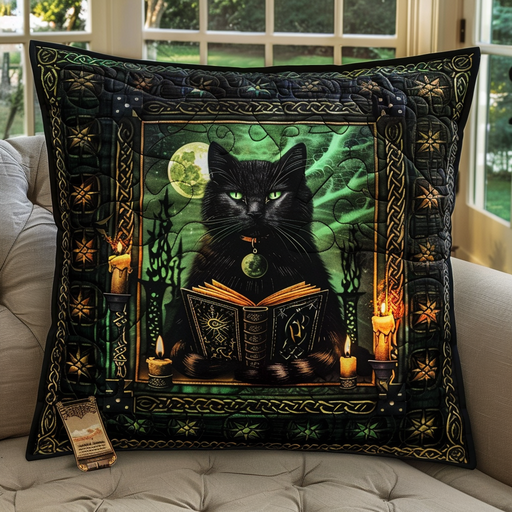 Mystical Black Cat Quilted Pillow Case NCU0TH265