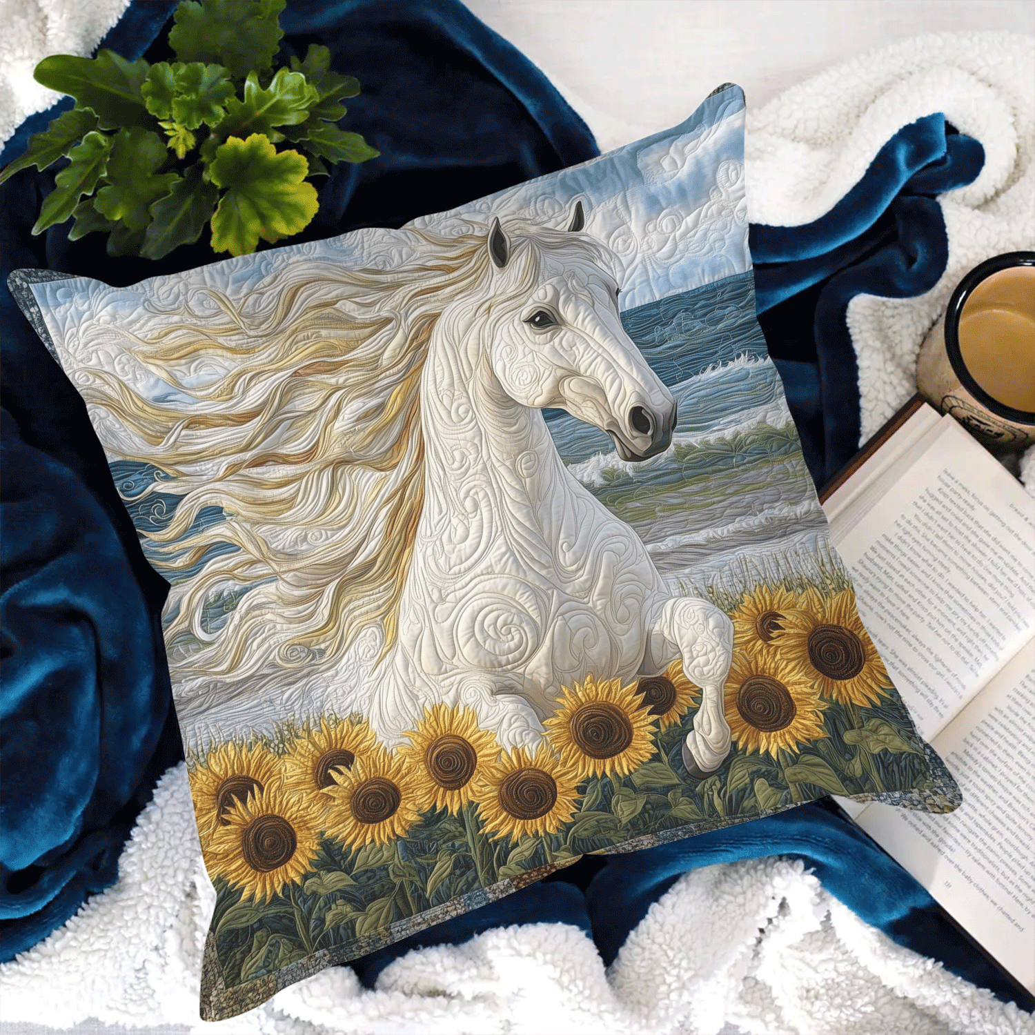 Sunflower Gallop Quilted Pillow Case NCU0TH1767