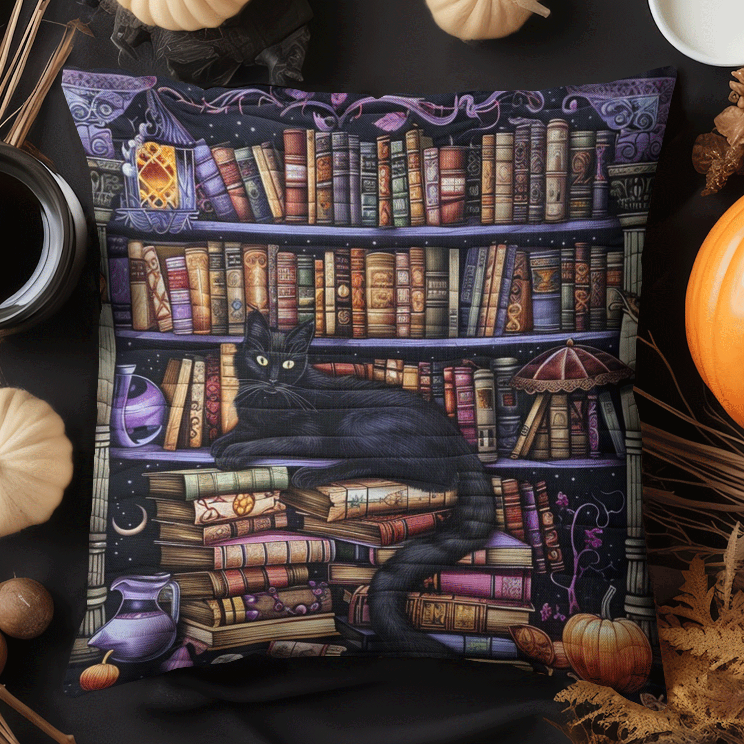 Cat Among Books Quilted Pillow Case NCU0TH1753