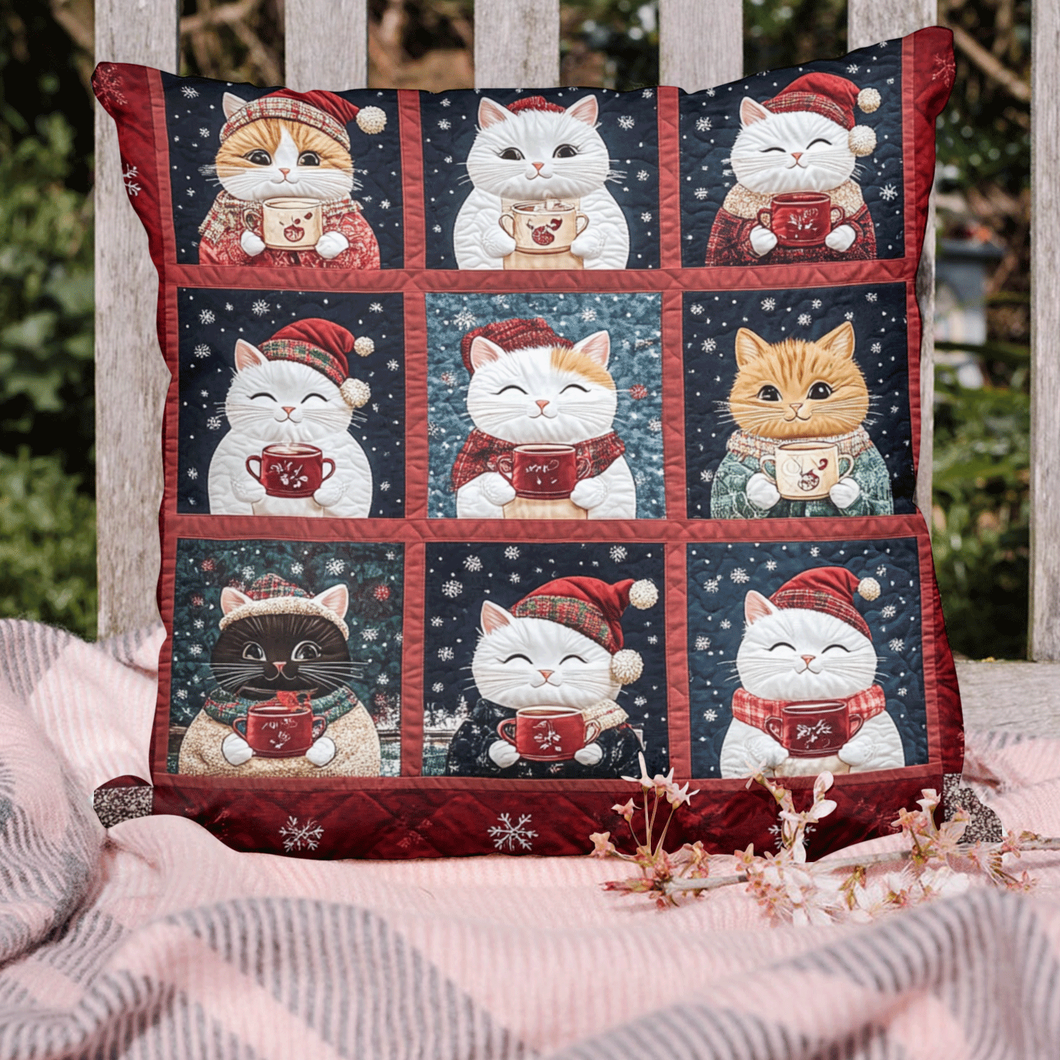 Christmas Cats Quilted Pillow Case NCU0TL1309