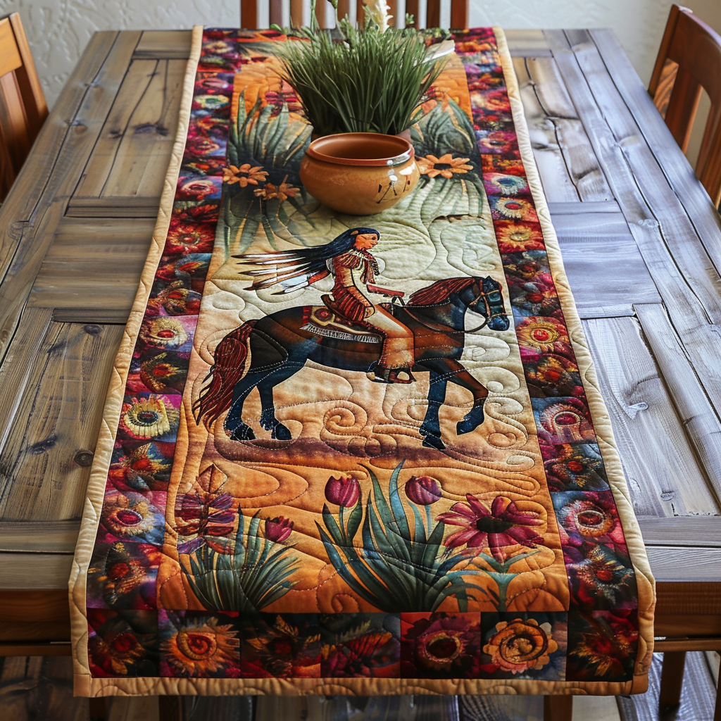 Native American Horse Quilted Table Runner NCU0PD218