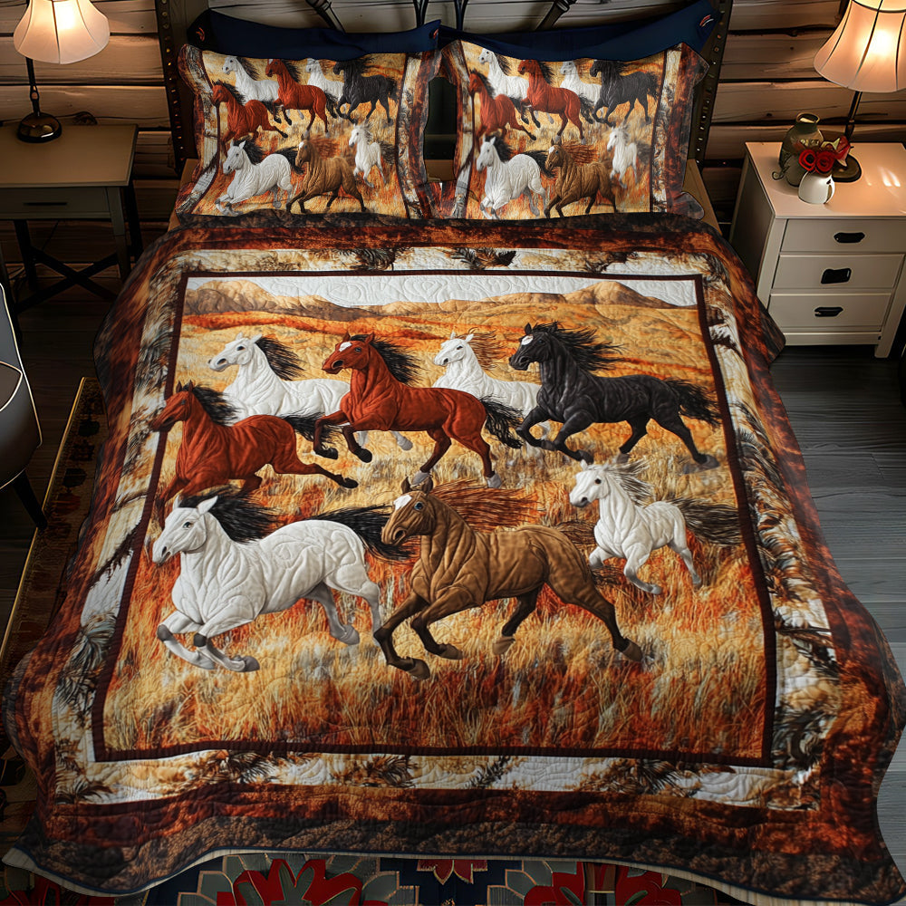 Native American Horse 3-Piece Quilted Bedding Set NCU0PD581