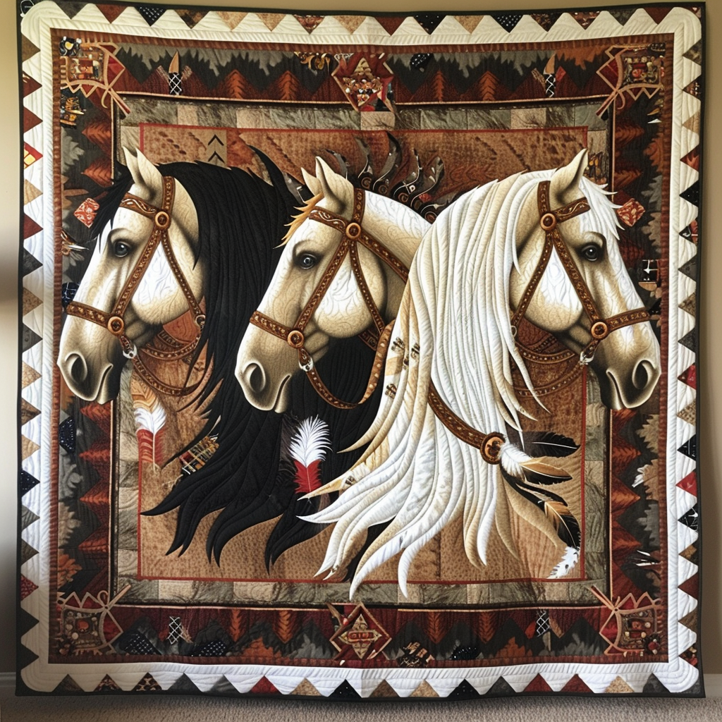 Native American Horse Quilted Blanket NCU0PD183