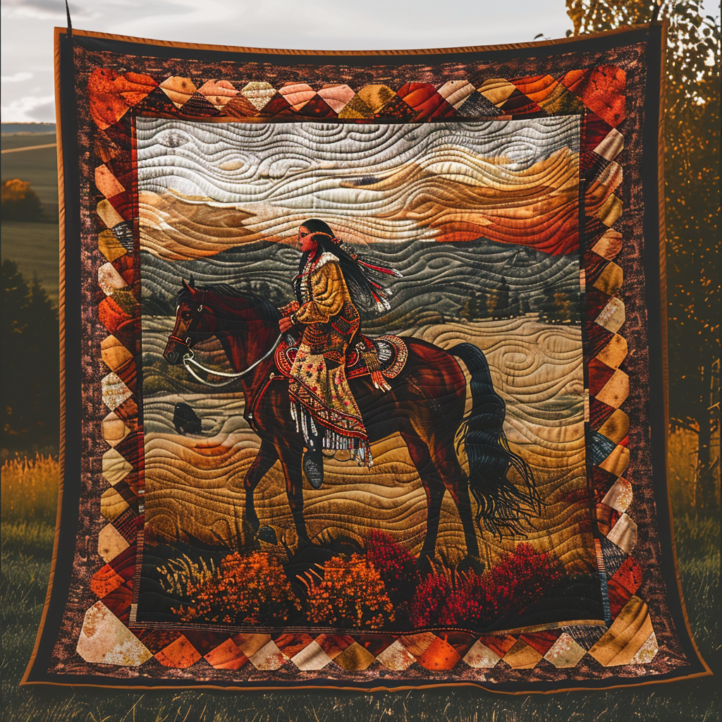 Native American Horse Quilted Blanket NCU0PD185