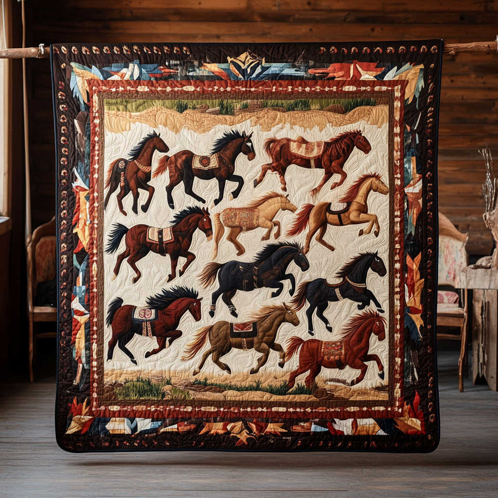 Native American Horse Quilted Blanket NCU0PD532