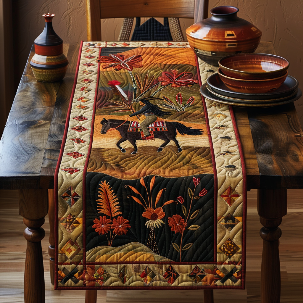 Native American Horse Quilted Table Runner NCU0PD288