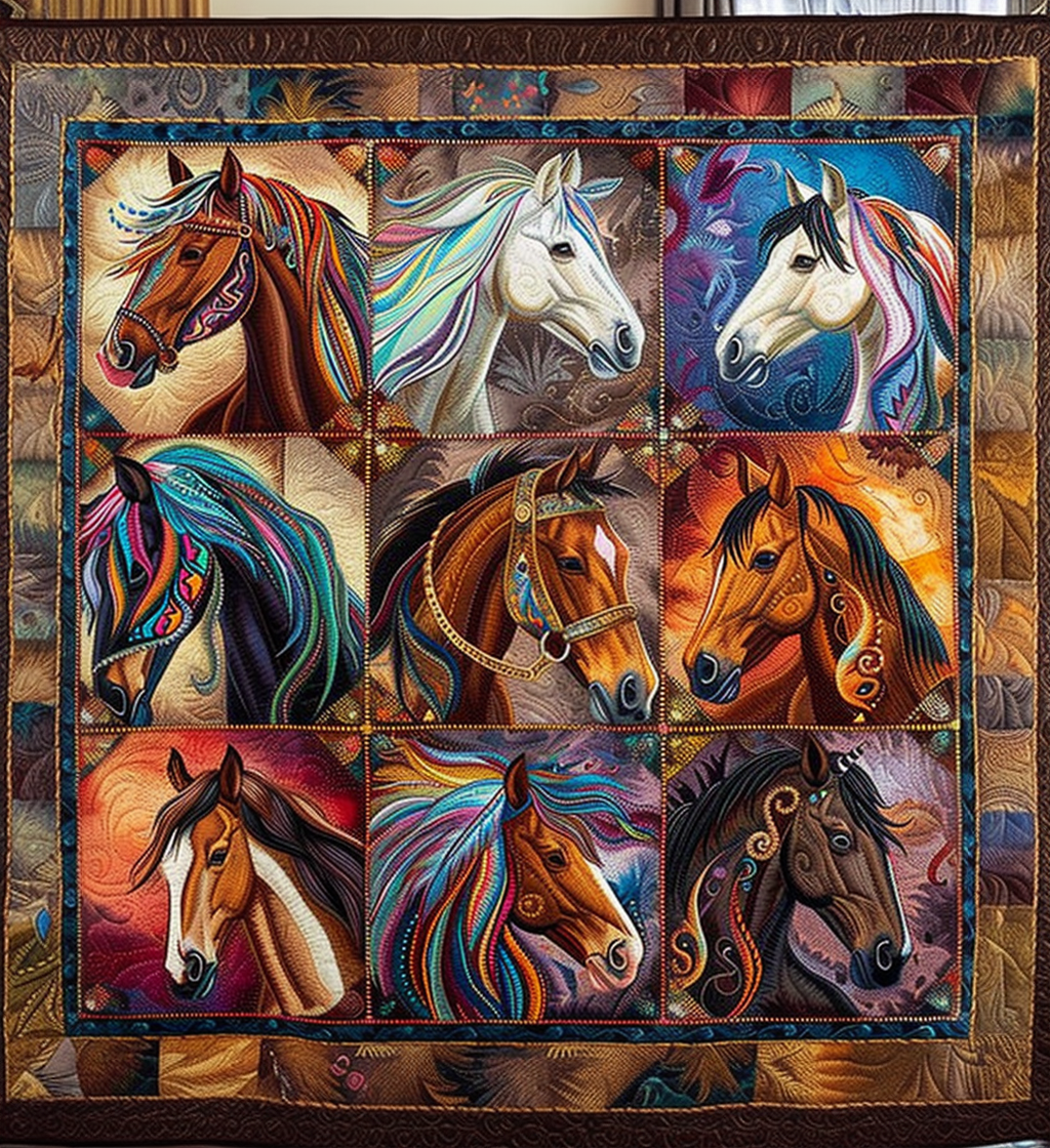 Native Horse Collection Quilted Blanket NCU0DV1597