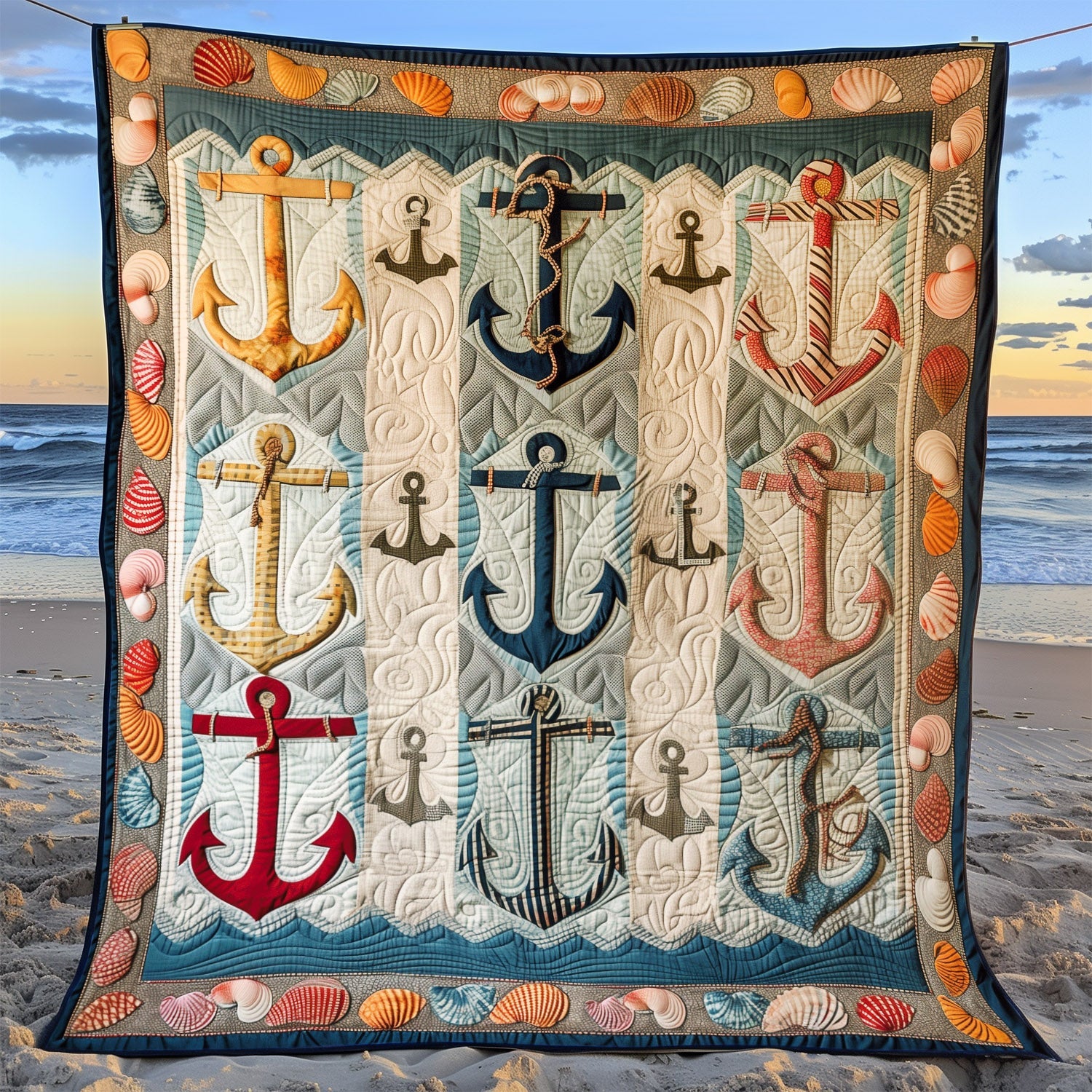 Nautical Anchors Quilted Blanket NCU0TH1310