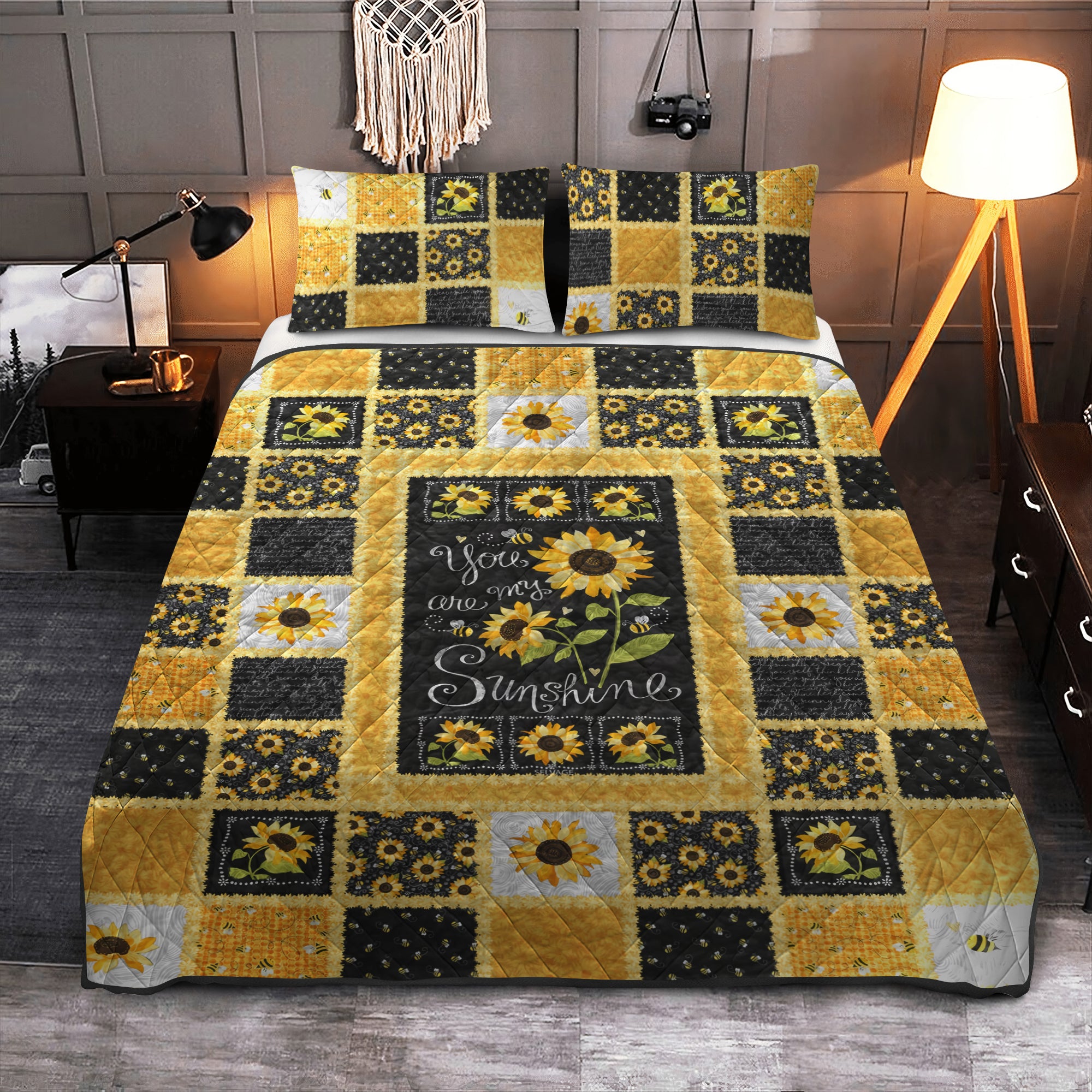 Sunflower Sunshine 3-Piece Quilted Bedding Set NCU0TH492