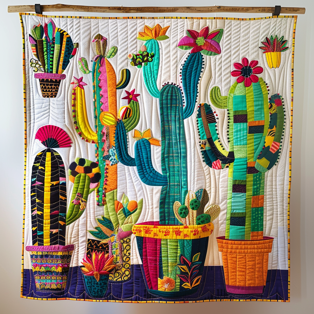 Night Blooming Cacti Quilted Blanket NCU0NT148