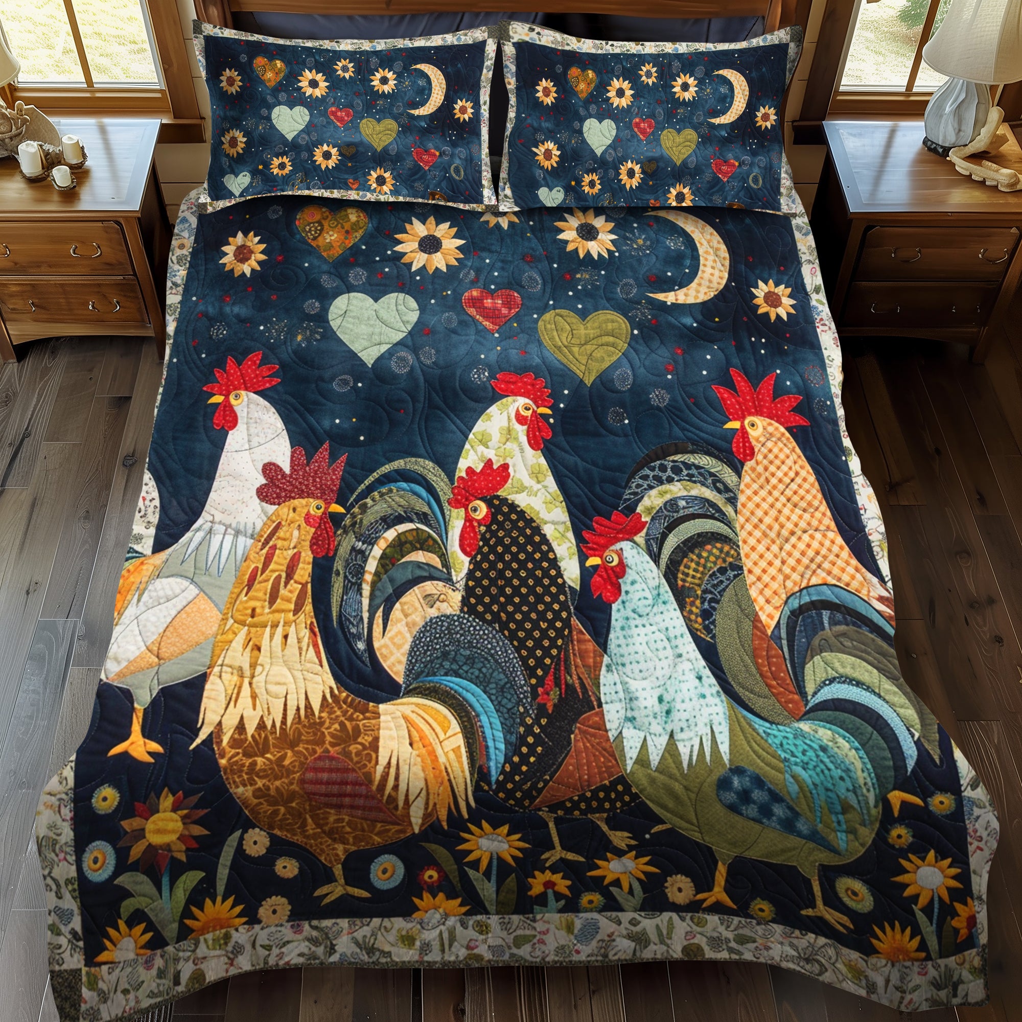 Chicken Quilted Bedding Set NCU0VT03