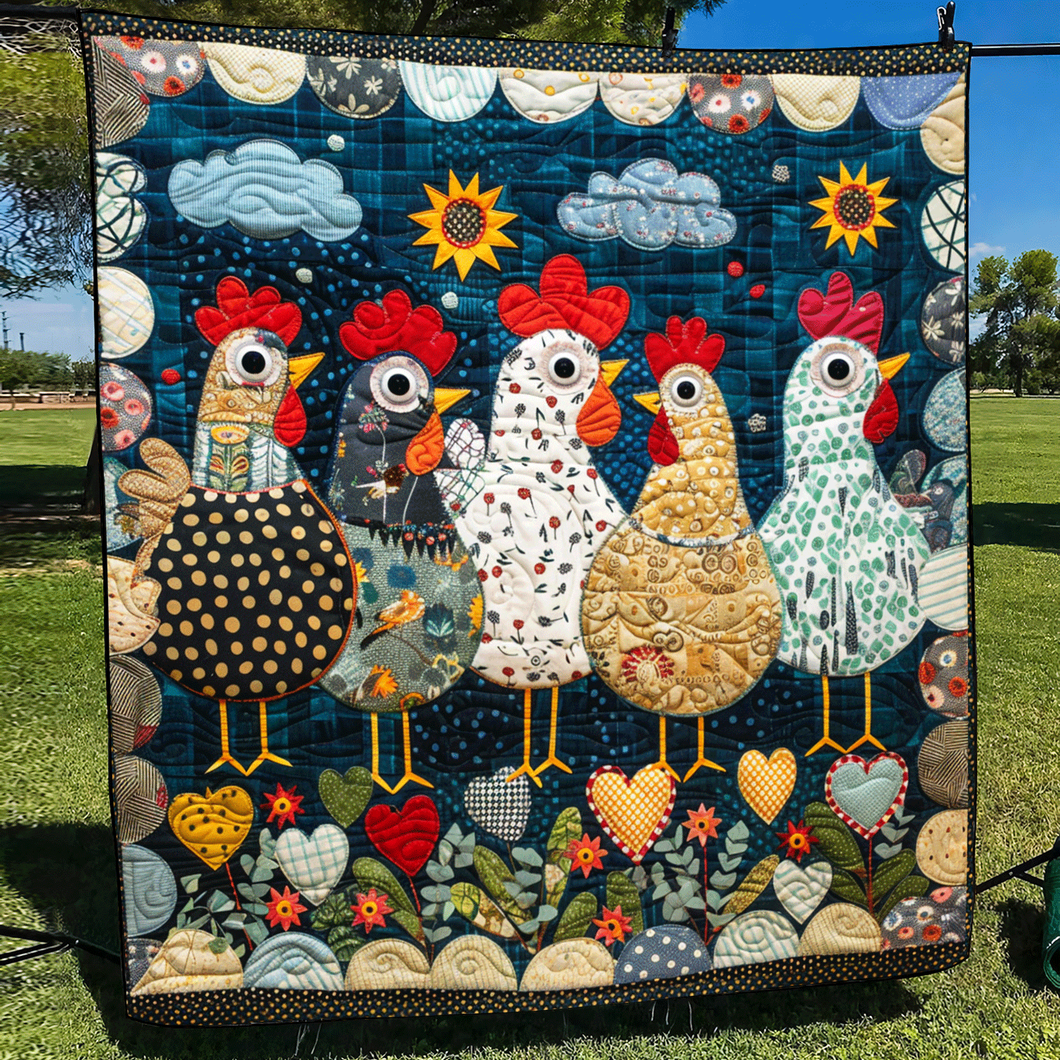 Nighttime Hens Quilted Blanket NCU0TH975