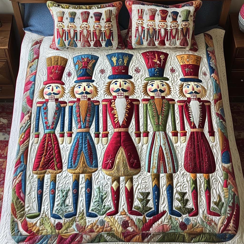 Nutcracker Parade 3-Piece Quilted Bedding Set NCU0NT1882