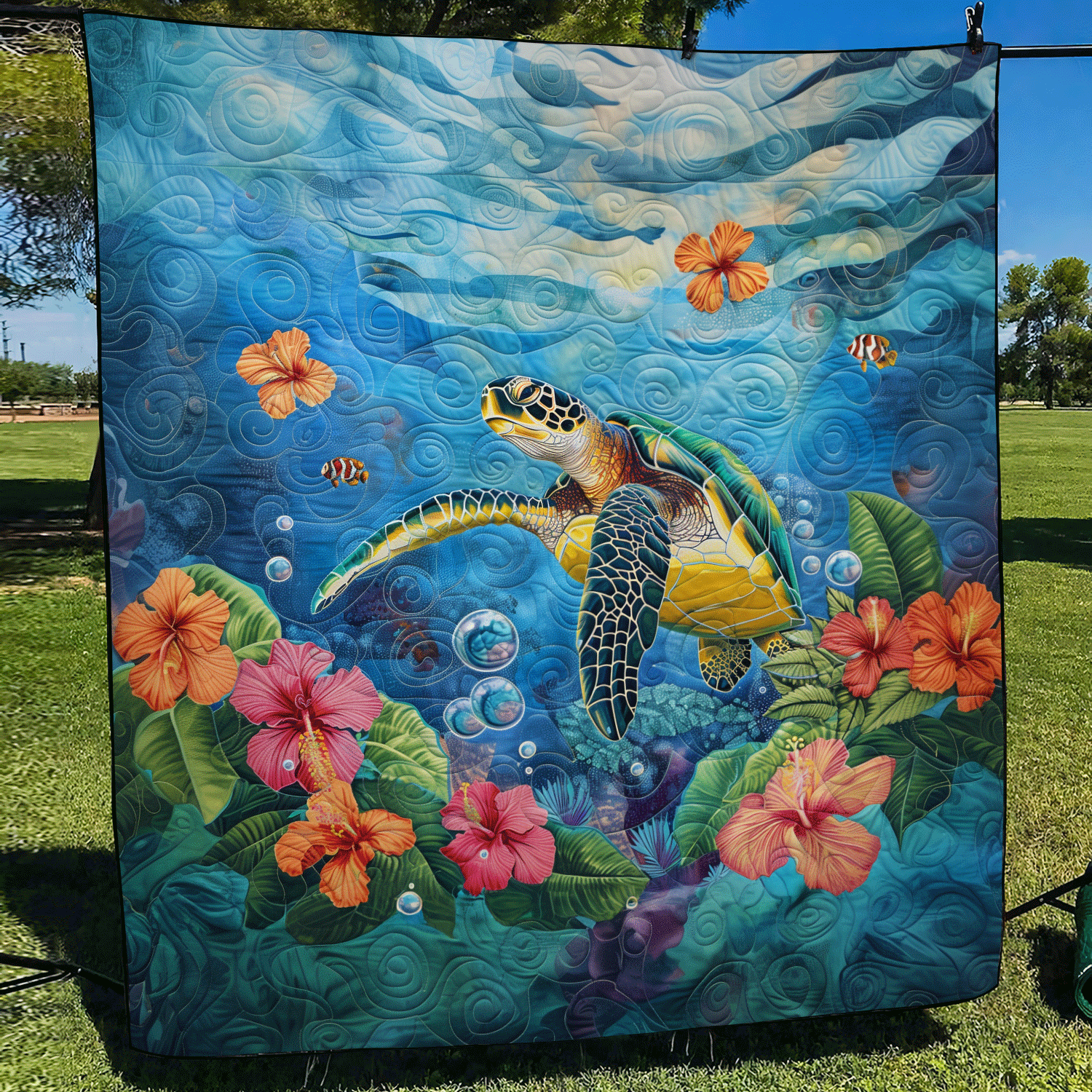 Ocean Turtle Quilted Blanket NCU0TL599