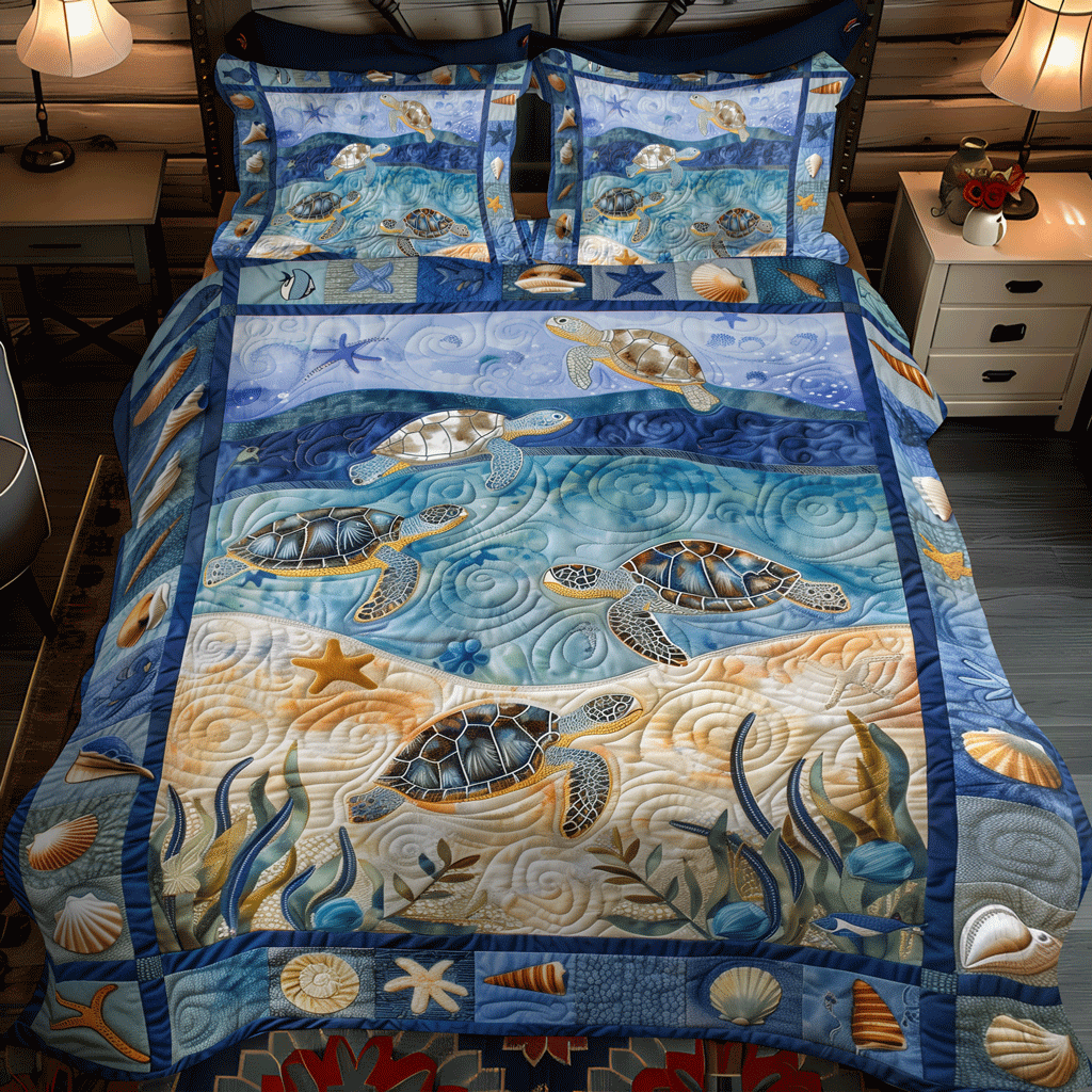 Ocean Turtle 3-Piece Quilted Bedding Set NCU0TH1332