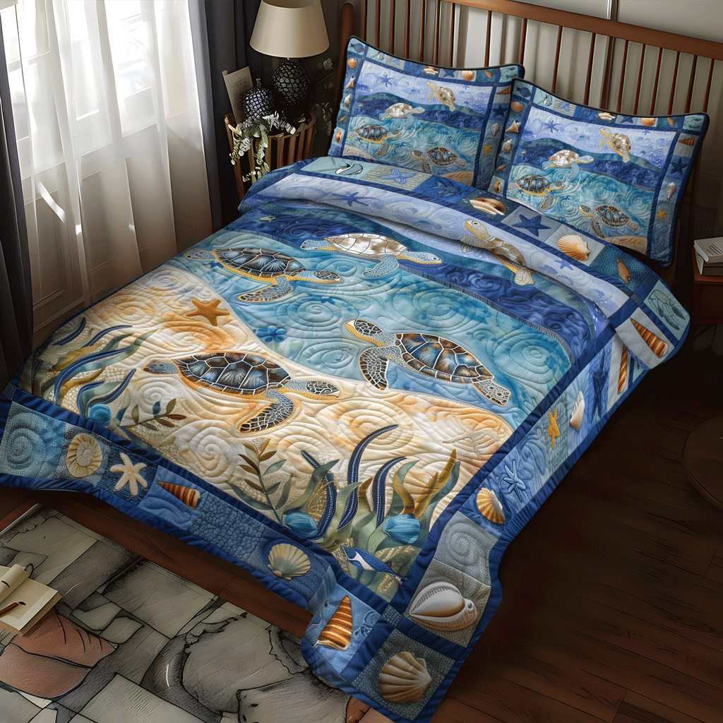 Ocean Turtle 3-Piece Quilted Bedding Set NCU0TH1332