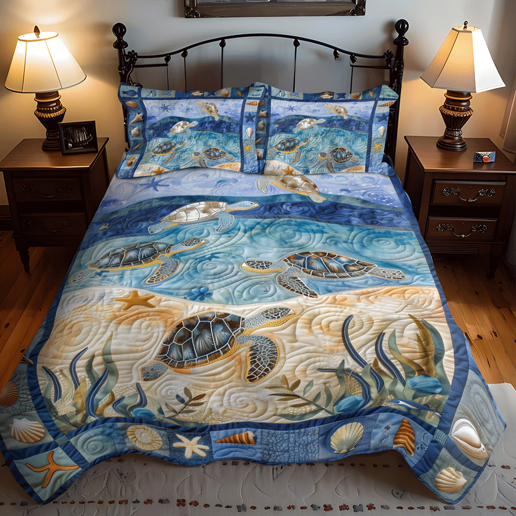 Ocean Turtle 3-Piece Quilted Bedding Set NCU0TH1332