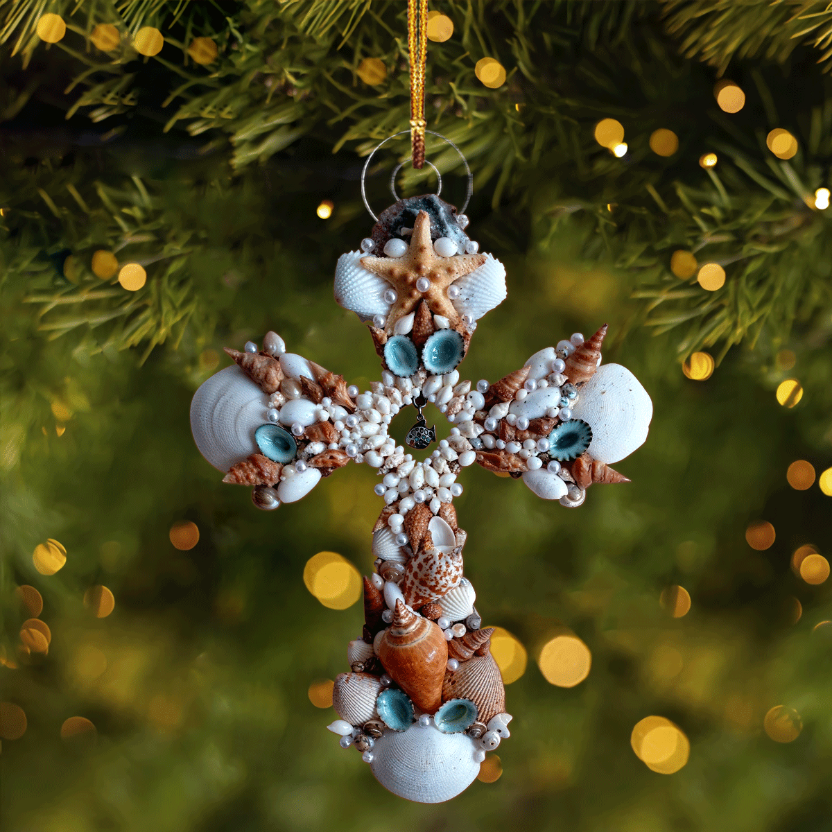 Oceanic Blessings Cross Mica Ornament NCU0TL1826