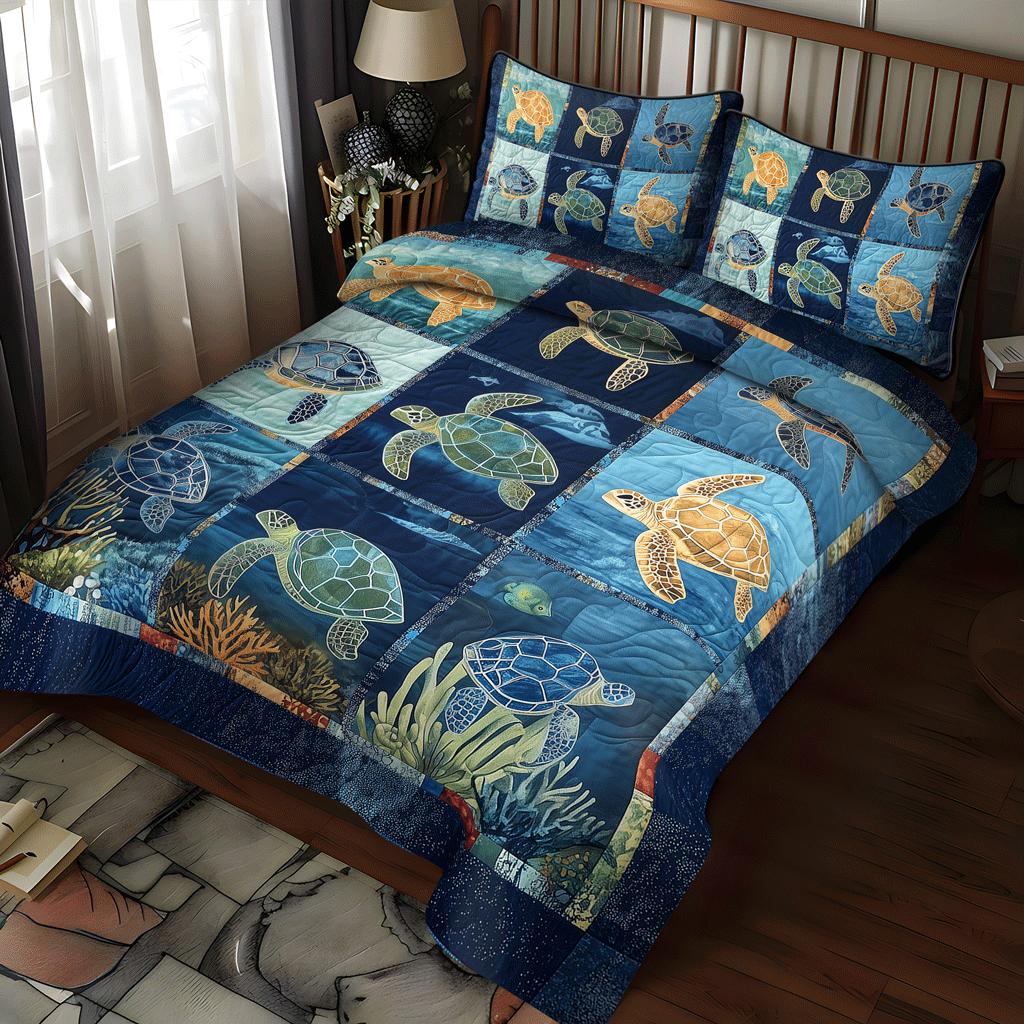 Oceanic Peace 3-Piece Quilted Bedding Set NCU0TL1142