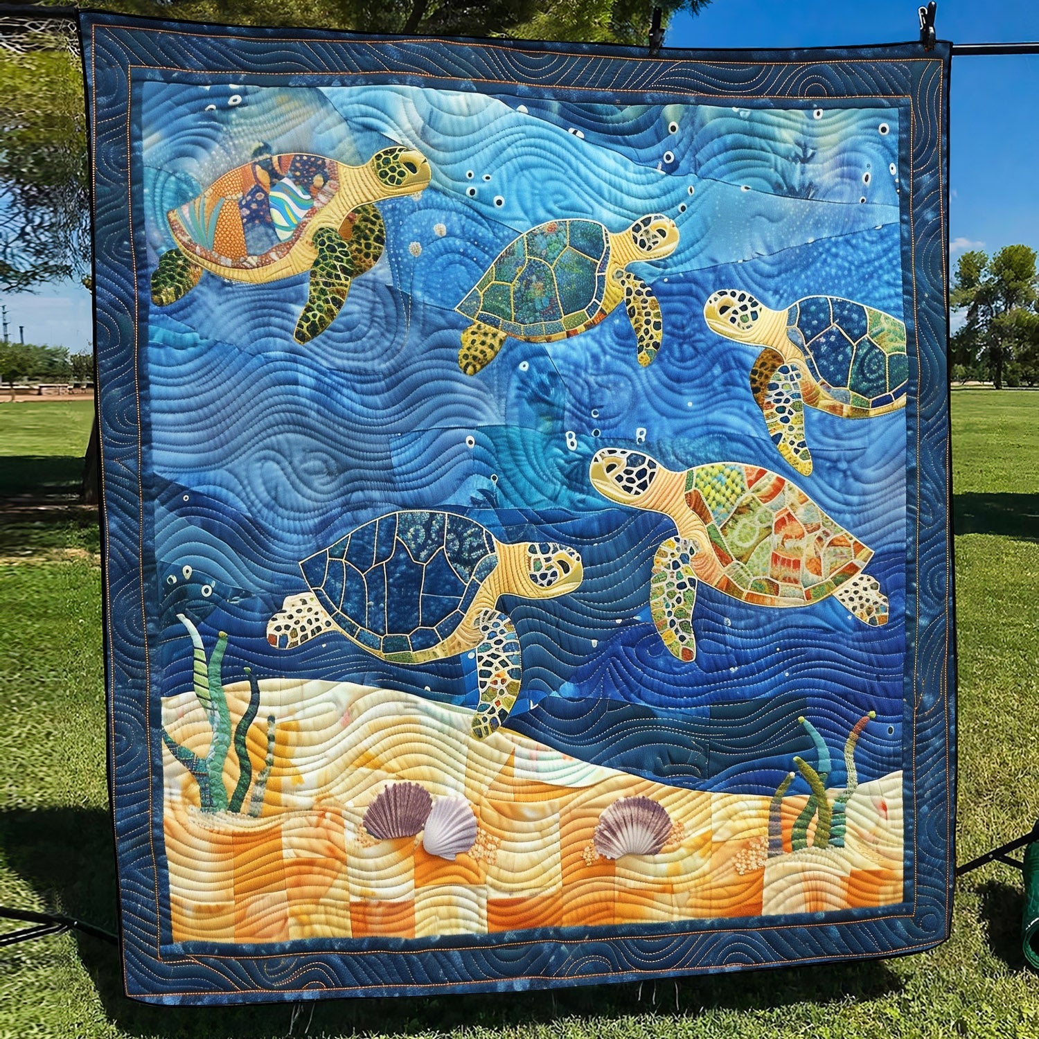 Oceanic Turtle Dance Quilted Blanket NCU0TH1184