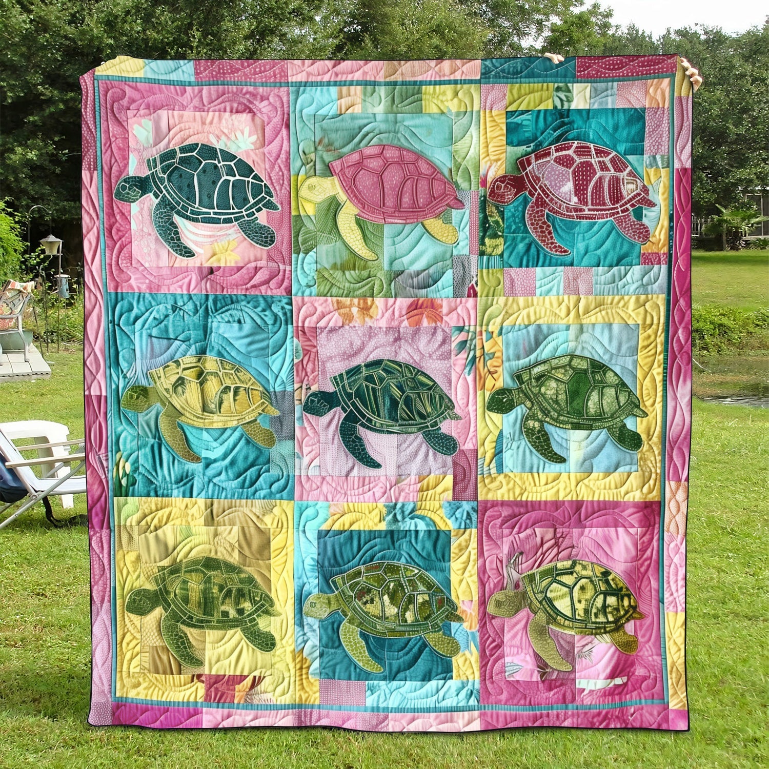 Oceanic Waves Quilted Blanket NCU0TL692