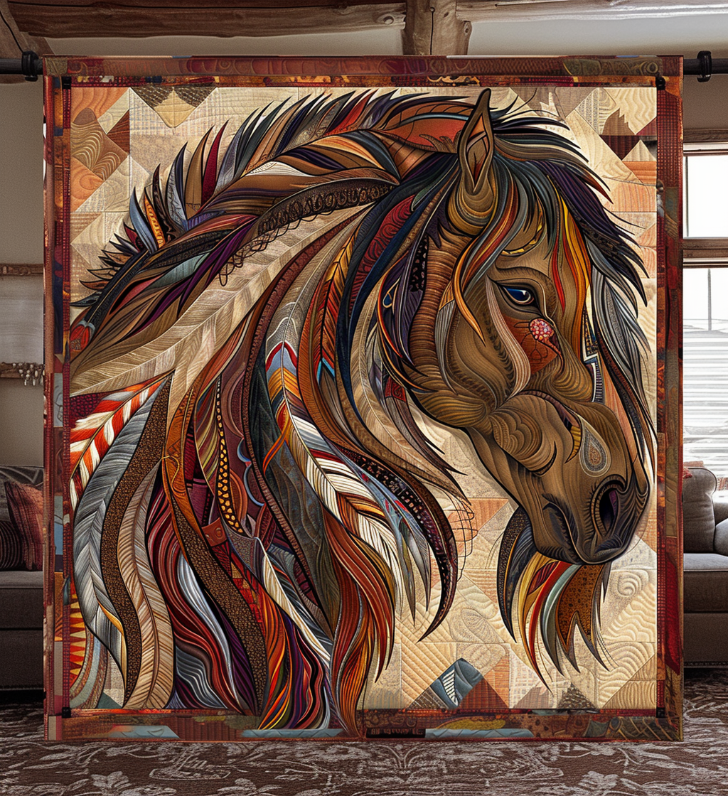 Painted Sky Stallion Quilted Blanket NCU0DV1568