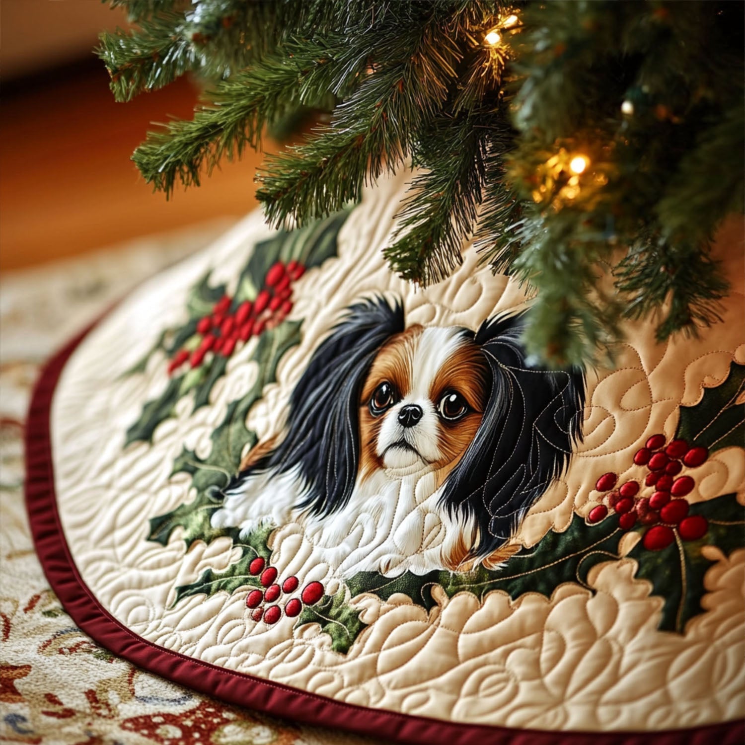 Papillon Fields of Joy Quilted Christmas Tree Skirt NCU0PT1781