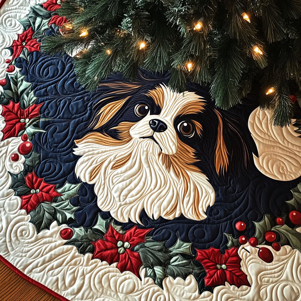 Papillon Garden Stroll Quilted Christmas Tree Skirt NCU0PT1782